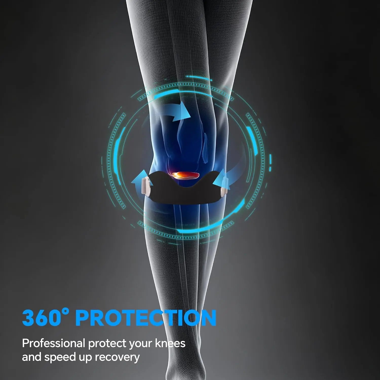 Silicone Patellar Tendon Support Strap Adjustable Knee Brace for Men Women Fast Pain Relief Ideal for Running Hiking Basketball Gym Squats Tennis Badminton Cycling Relieves Meniscus Tear Tendinitis Jumper'S Knee